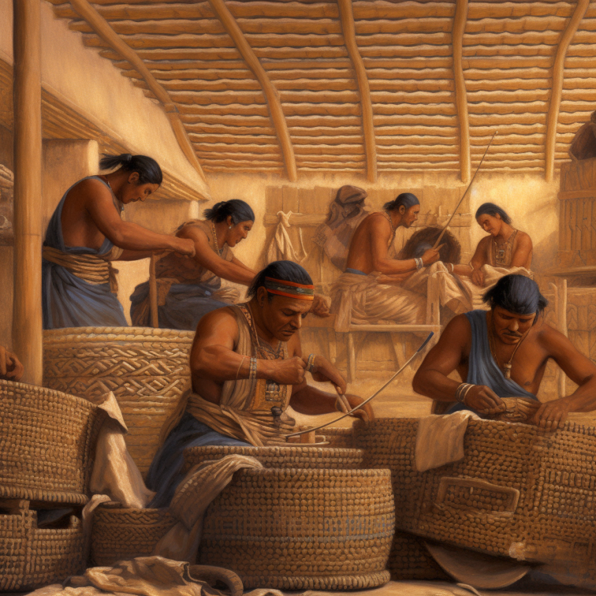 Illustration demonstrating leather workers in ancient Egypt.